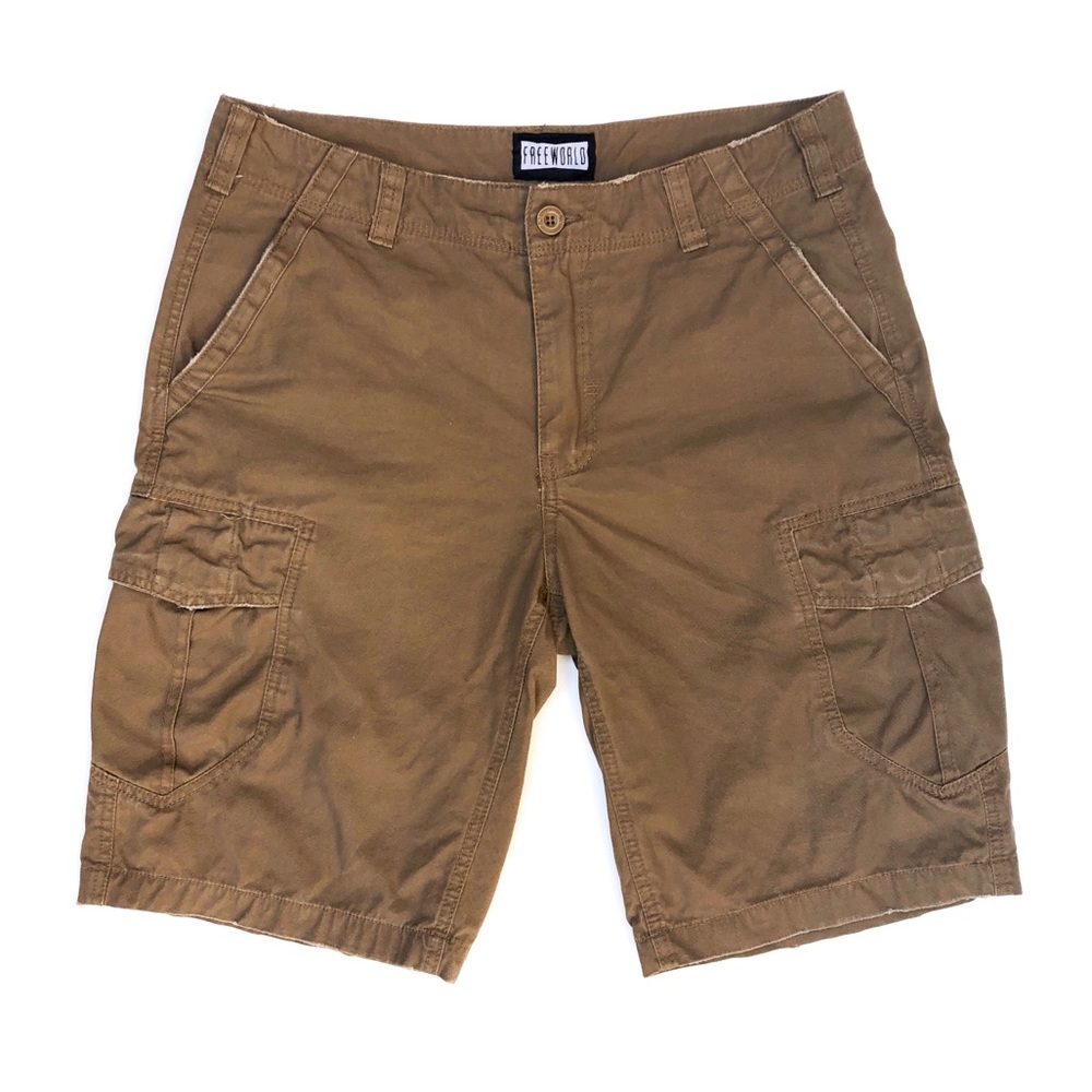 Free World Khaki Cargo Shorts 32